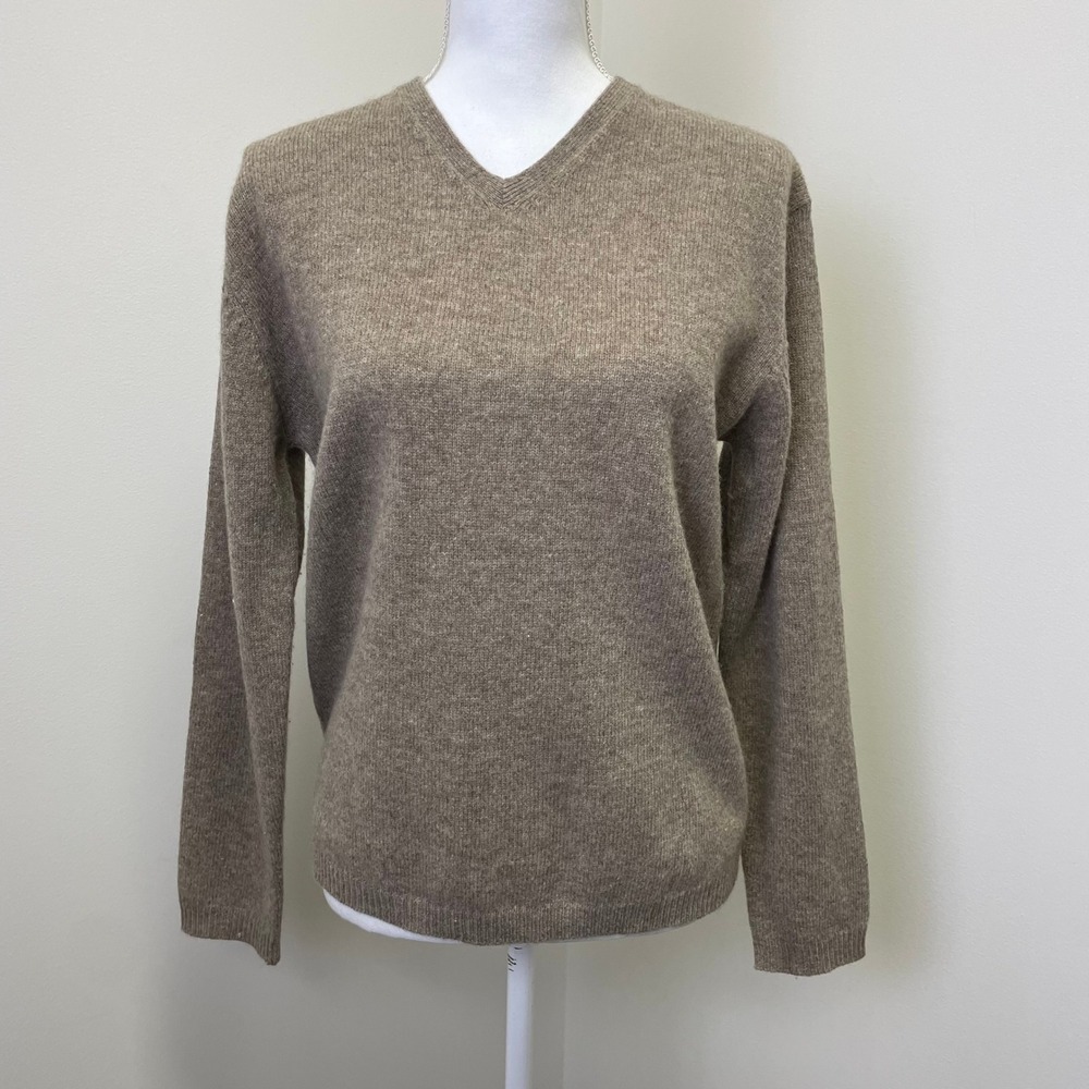 Vintage Charter Club Womens S Tan Lambswool Sweater Pure New Woolmark Knit